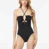 MICHAEL Michael Kors Keyhole One Piece Swimsuit - Texture Solids