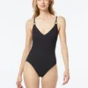 MICHAEL Michael Kors Cross Back One Piece Swimsuit - Texture Solids