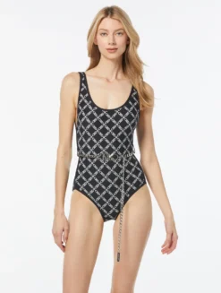 MICHAEL Michael Kors Scoop Neck One Piece Swimsuit - Empire Logo