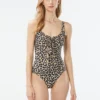 MICHAEL Michael Kors Lace Up One Piece Swimsuit - Graphic Cheetah