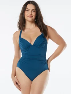 Coco Contours Regal Draped Push Up Underwire One Piece Swimsuit - Keepsake