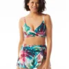 Coco Contours Diamond Wrap Bra Sized Underwire Bikini Top - Watercolor Leaf