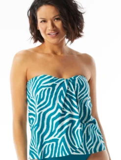 Coco Contours Clarity Bandeau Bra Sized Tankini Top - Jungle Zebra -Sexy Swimwear Store T53044 349 alt03 R scaled