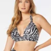 Coco Contours Athena Draped Halter Bra Sized Bikini Top - Wild Kingdom