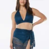 Coco Contours Athena Draped Halter Bra Sized Bikini Top - Crochet