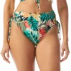 Coco Reef Inspire Shirred High Waist Bikini Bottom - Passion Flower