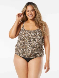 Coco Reef Aura Ruffle Bra Sized Underwire Tankini Top - Wild Cheetah -Sexy Swimwear Store U27075 006 alt04 R scaled