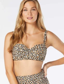 Coco Reef Charisma Bra Sized Underwire Bandeau Bikini Top - Wild Cheetah