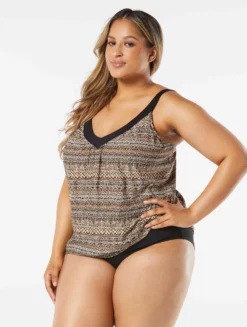 Coco Reef Core V-Neck Bra Sized Underwire Tankini Top - Ikat Stripe -Sexy Swimwear Store U30382 006 alt03 R scaled