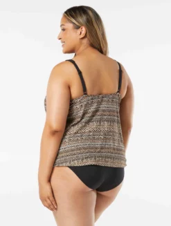 Coco Reef Core V-Neck Bra Sized Underwire Tankini Top - Ikat Stripe -Sexy Swimwear Store U30382 006 alt04 R scaled