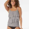 Coco Reef Aura Ruffle Bra Sized Underwire Tankini Top - Native Cheetah