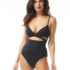 Vince Camuto Wrap One Piece Swimsuit - Jet Set Solids