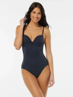 Vince Camuto Draped One Piece Swimsuit - Solids