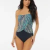 Vince Camuto Draped Bandeau Tankini Top - Abstract Animal