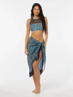 Vince Camuto Fringe Pareo Cover Up - Abstract Animal