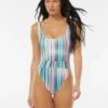 Vince Camuto High Leg Cut Out One Piece Swimsuit - Sunbeam Stripe