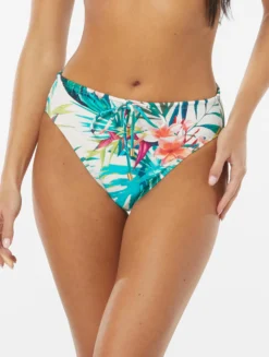 Vince Camuto Drawstring High Leg Bikini Bottom - Balines Floral