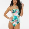 Vince Camuto Logo Ring Halter One Piece Swimsuit - Balines Floral