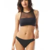 Vince Camuto High Neck Bikini Top - Mesh Cut Outs
