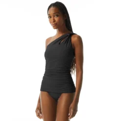 Carmen Marc Valvo One Shoulder Cut Out Tankini Top - Twisted Tides
