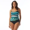 Beach House Swim Bridget Shirred Side Tankini Top - Deco Border