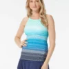 Beach House Swim Blair High Neck Tankini Top - Sunset Stripe
