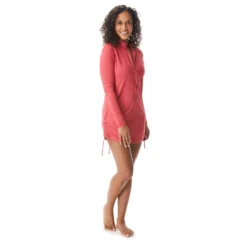 Beach House Sport Interval Long Sleeve Side Tie Zip Front Cover Up - Beach Solids