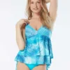 Beach House Swim Tana Double Ruffle Underwire Tankini Top - Shadow Fern