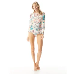 Beach House Swim Eden Logo Zip Rash Guard - Moroccan Bloom