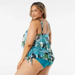 Beach House Swim Plus Size Portia Mesh Layer Tankini Top - Deco Garden -Sexy Swimwear Store hw06068 001 alt01 1