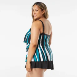 Beach House Swim Plus Size Jane Ruffle Tiered Tankini Top - Wave Pool Stripe -Sexy Swimwear Store hw08096 001 alt03 1