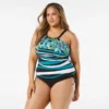 Beach House Swim Plus Size Blair High Neck Tankini Top - Deco Border