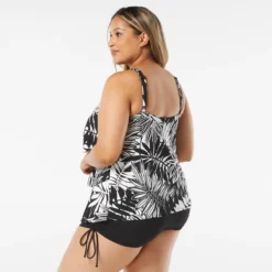 Beach House Swim Plus Size Jane Ruffle Tiered Tankini - Abstract Palm -Sexy Swimwear Store hw14096 001 alt03 5