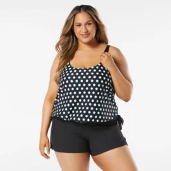 Beach House Swim Plus Size Sarah Side Tie Blouson Tankini Top - Retro Dot -Sexy Swimwear Store hw16012 001 alt02 1