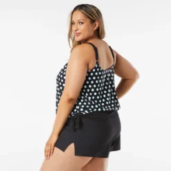 Beach House Swim Plus Size Sarah Side Tie Blouson Tankini Top - Retro Dot -Sexy Swimwear Store hw16012 001 alt03 1