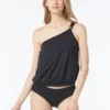 MICHAEL Michael Kors One Shoulder Blouson Tankini Top - Solids