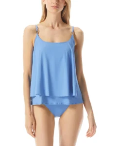 MICHAEL Michael Kors Chain Layered Underwire Tankini Top - Iconic Solids