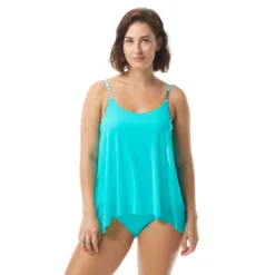 Coco Reef Current Bra Sized Mesh Layer Underwire Tankini Top - Classic Solids