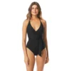 Vince Camuto V-Neck Halter Wrap Tie One Piece Swimsuit - Sunset Shades