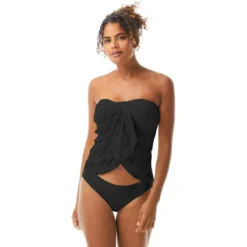 Vince Camuto Crochet Draped Bandeau Tankini Top - Crochet Lace